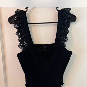 Express Black Lace Trim Top